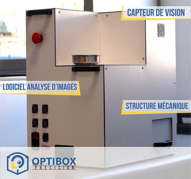 O2Game présente son nouvel outil d'analyse vision conçu pour inspecter les produits vrac un à un et à grande vitesse : Banc d'Analyse Vision OPTIBOX Précision
